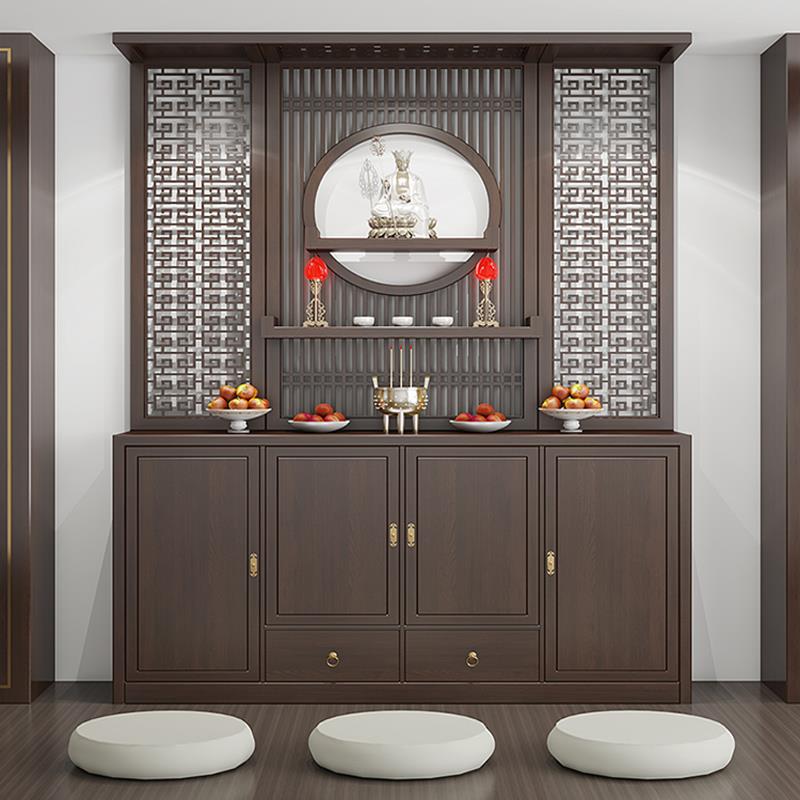 实木佛柜供桌柜寺庙宗祠堂客厅大厅玄关佛堂红木家具格栅隔断定制