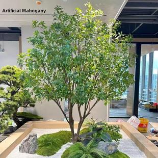 模拟马醉木绿化植物装饰植物景观室内大型落地树景观窗饰挂钟树