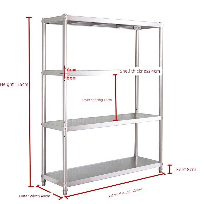 不锈钢货架，四层厨房储物架，地板立式储物架，储物架，组织者，
