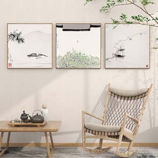 吴冠中装饰画江南水乡新中式客厅沙发背景墙壁画茶室禅意水墨挂画