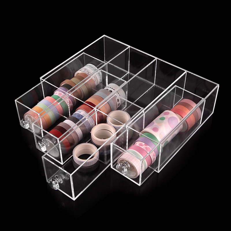 胶带收纳盒抽屉式亚克力透明桌面少女纸手帐置物架眼镜格收纳杂物,收纳整理,桌面收纳盒,淘宝优惠券,粉丝福利购,淘宝优惠卷