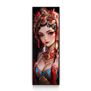 京剧花旦饭店玄关背景装 国潮挂画中国风美女人物餐厅墙画中式 饰画