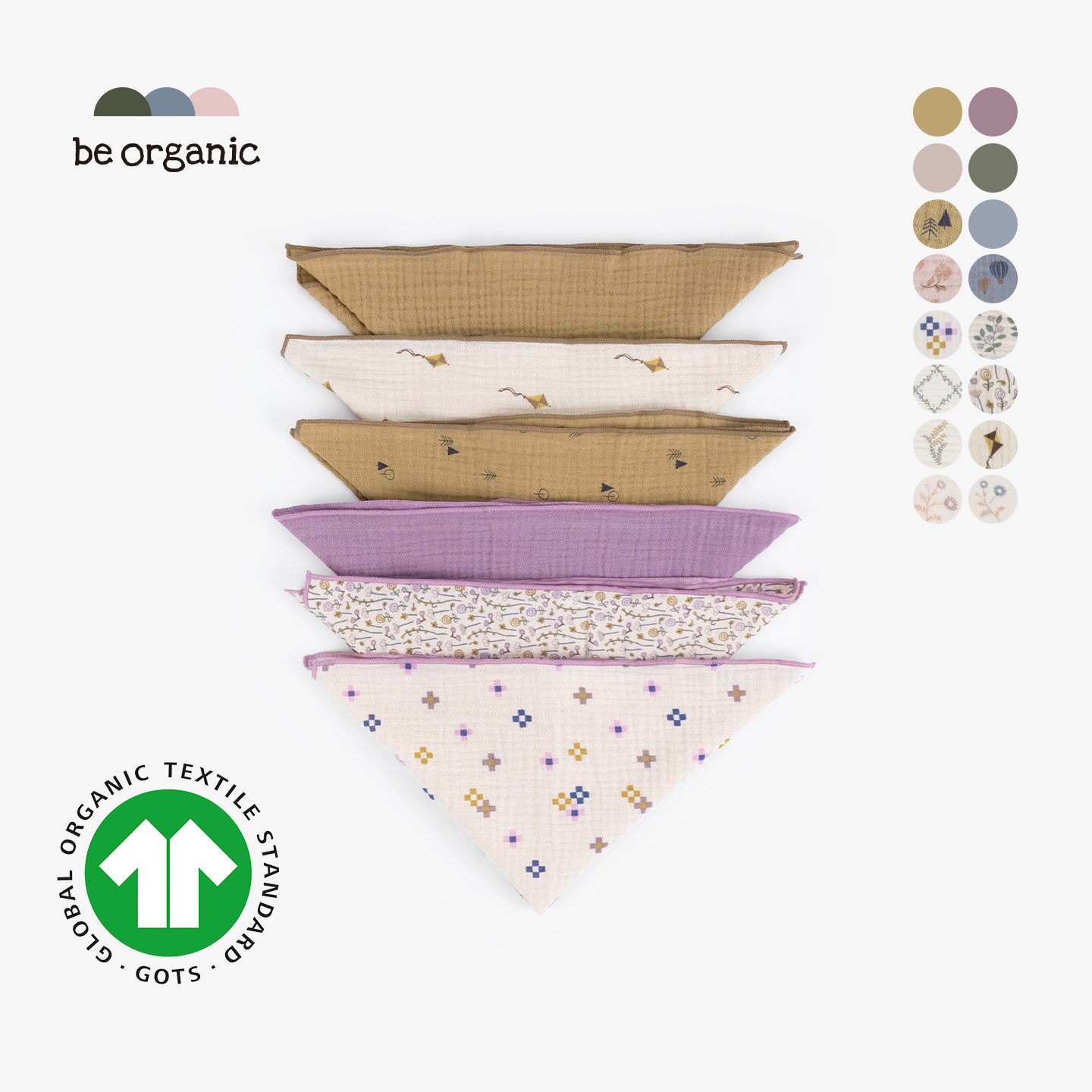 be organic【有机棉双层纱手帕】有机棉婴幼儿童宝宝小方巾新款
