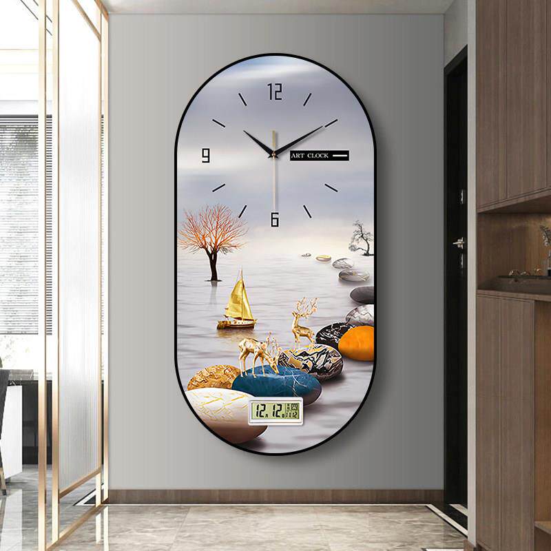 轻奢简约装饰画挂钟万年历客厅家用静音准时餐厅背景墙挂墙时钟表