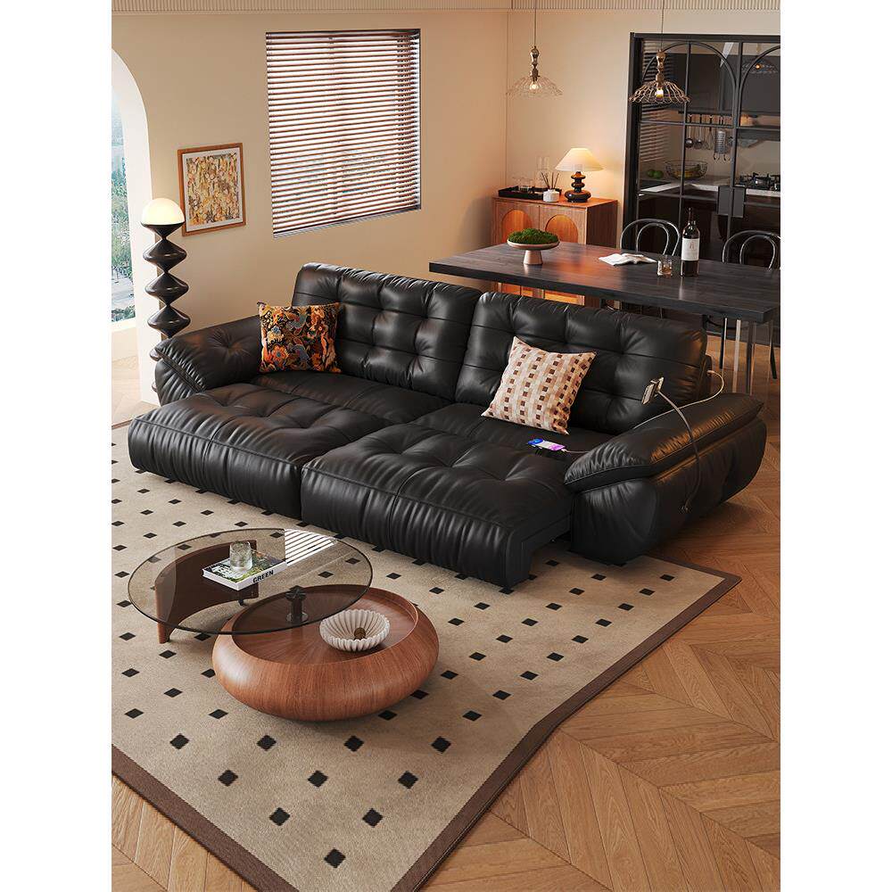 云朵真皮电动沙发床意大利覆古风格客厅多功能可伸缩新型层真皮沙