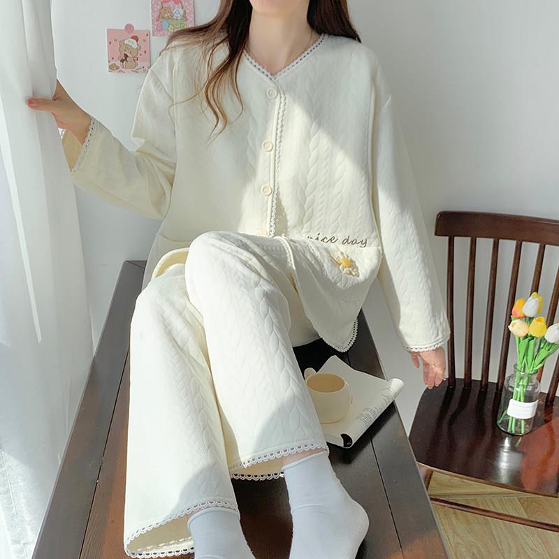 秋冬季空气棉月子服产妇哺乳套装春秋孕妇睡衣女产后家居服可调节