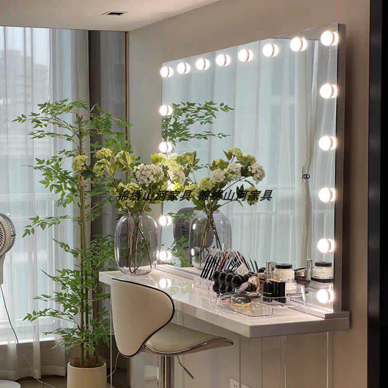 化妆镜带灯led 大号壁挂贴墙照相馆美容院专业化妆桌台式补光镜前