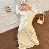 Mymini婴儿投降式 纯色莫代尔防踢被新生儿宝宝防惊跳 睡袋夏天款