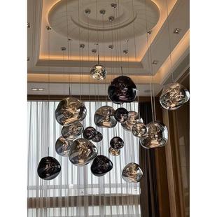 现代简约熔岩吊灯北欧设计师别墅楼梯长loft复式楼客厅个性餐厅灯