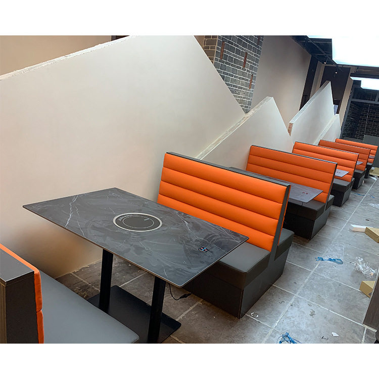 火锅桌岩板餐桌火锅店私房菜烤全羊私厨餐厅桌子椅子卡座沙发