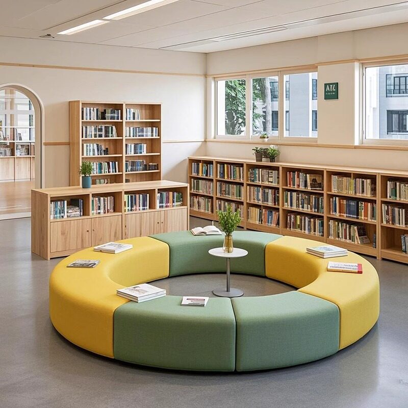 幼儿园早教中心培训班机构家长休息等候区圆型弧形创意沙发凳组合