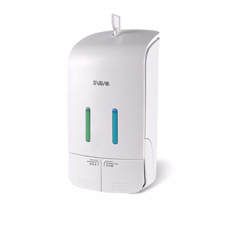 直销PL-151052手按压式免打孔皂液器壁挂式550ML双格出液机盒