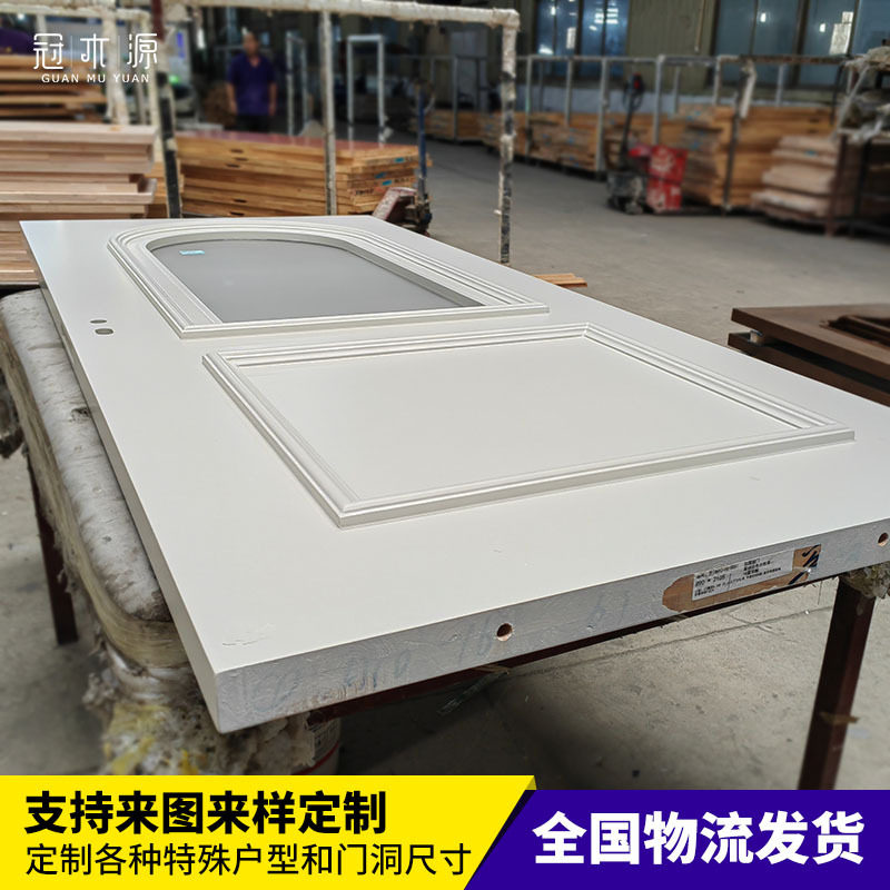 欧式橡木钢化玻璃双开厨房门