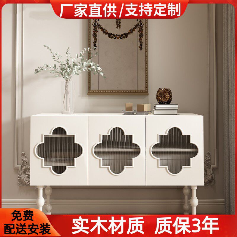 北欧烤漆餐边柜实木入户玄关柜现代简约客厅装饰柜茶水储物柜整装