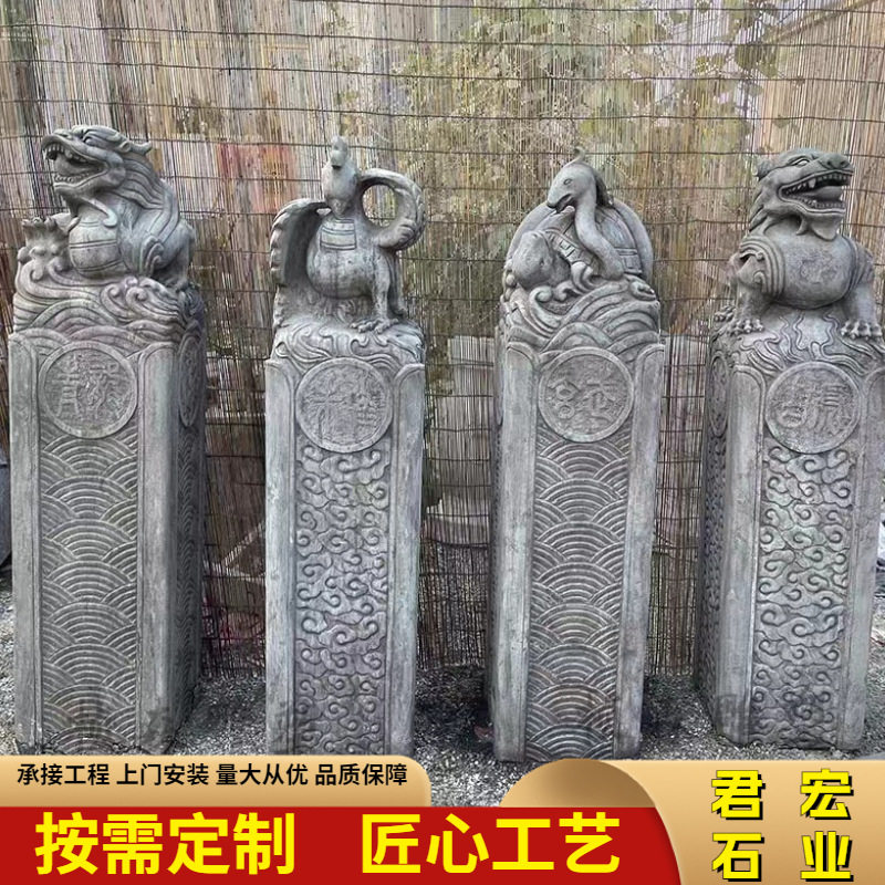 汉白玉十二生肖庭院拴马桩雕塑