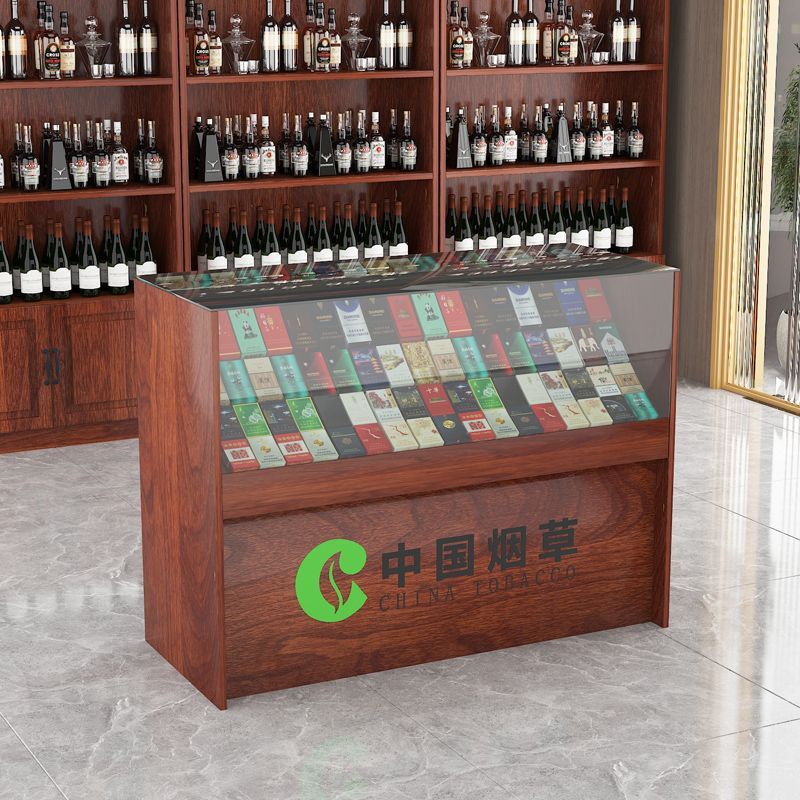 玻璃可抽拉烟酒展示柜收银一体