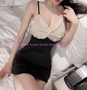 冰丝薄纱性感睡衣2023新款 女高级感蕾丝吊带睡裙纯欲睡袍V领夏季