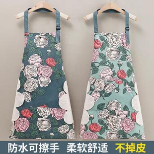 新款围裙防水防油贴膜不掉皮家用厨房可调节耐磨耐脏加厚围腰