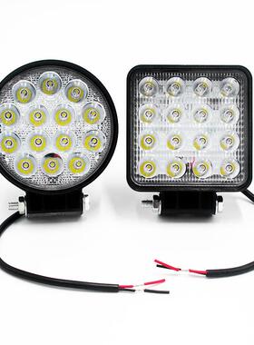 厂家直销叉车LED前大灯48W工作灯16灯珠方形圆形汽车越野车改装灯