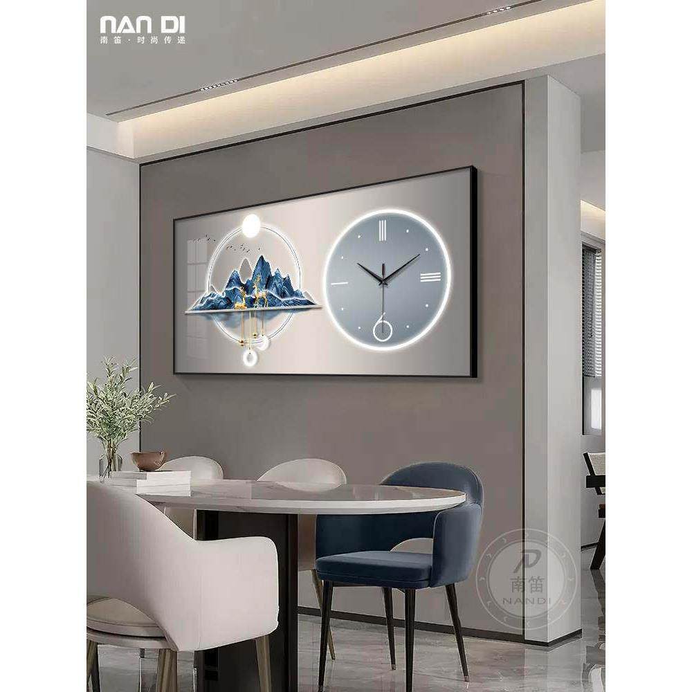 轻奢麋鹿餐厅钟表挂画饭桌背景墙装饰画艺术时钟挂钟免打孔2023款,家居饰品,钟表画/挂钟画,淘宝优惠券,粉丝福利购,淘宝优惠卷