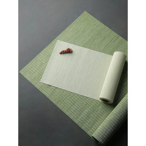 夏天茶席绿色芦苇草编桌旗布茶席面 日式防水布席 功夫泡茶席茶垫