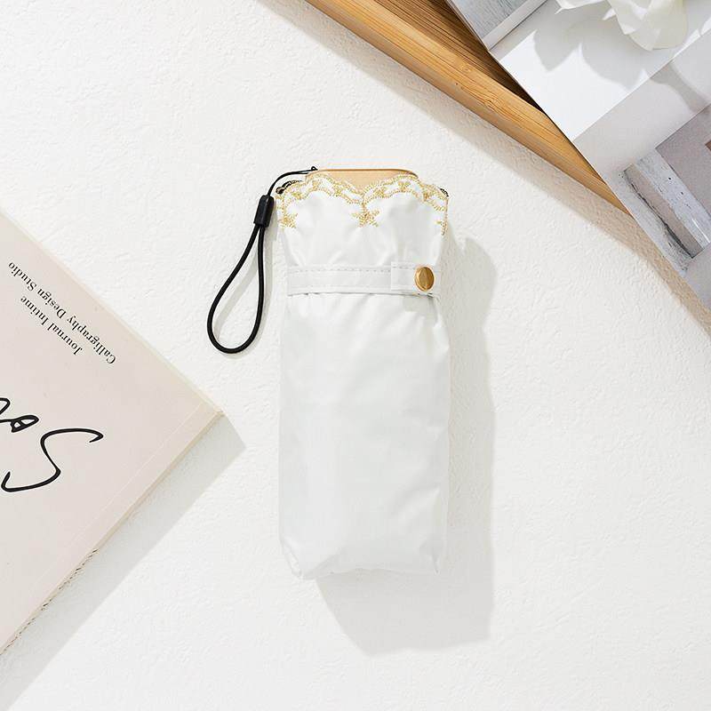 超轻迷你六折防紫外线口袋遮阳伞小巧便携黑胶防晒晴雨两用太阳伞