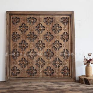 做旧老花窗中式彷古实木镂空雕花门窗櫺覆古怀旧花格装饰挂饰摆件