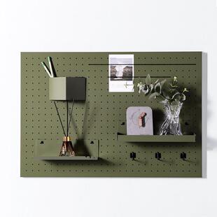 铁艺金属洞洞板绿色北欧铁板免打孔墙上桌上办公室书房置物架