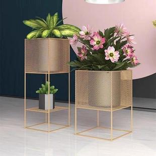 北欧铁艺轻奢花架子客厅阳台桌面绿萝托架落地式置物架花盆支撑架