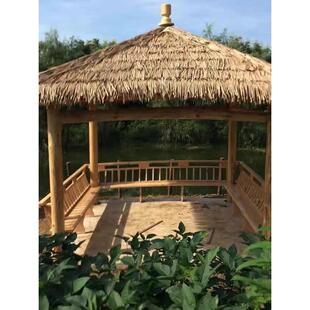 防腐木茅草亭户外庭院户外农家乐民宿实木茅草亭景区走廊木屋