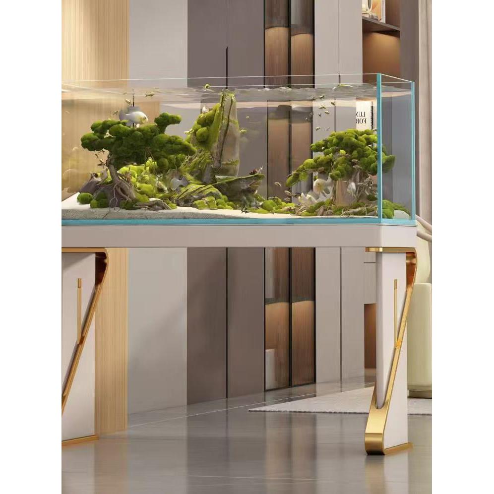 金晶五线超白鱼缸定制热带雨林溪流家庭客厅水族龟缸超白方形大、
