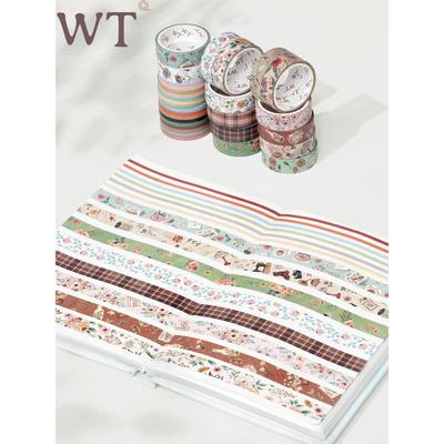 WT手帐胶带 花语小巷 芳菲旧街 基础款复古和纸碎花纯色细胶带