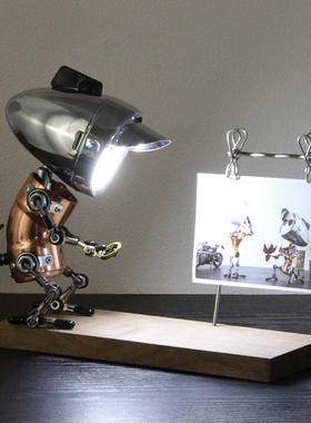 蒸汽朋克机器人台灯办公室学习电子竞技室手工创意照片架教师节礼