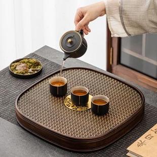干泡茶盘家用小型茶台椭圆形茶托盘办公室茶具茶海茶台 竹制储水式