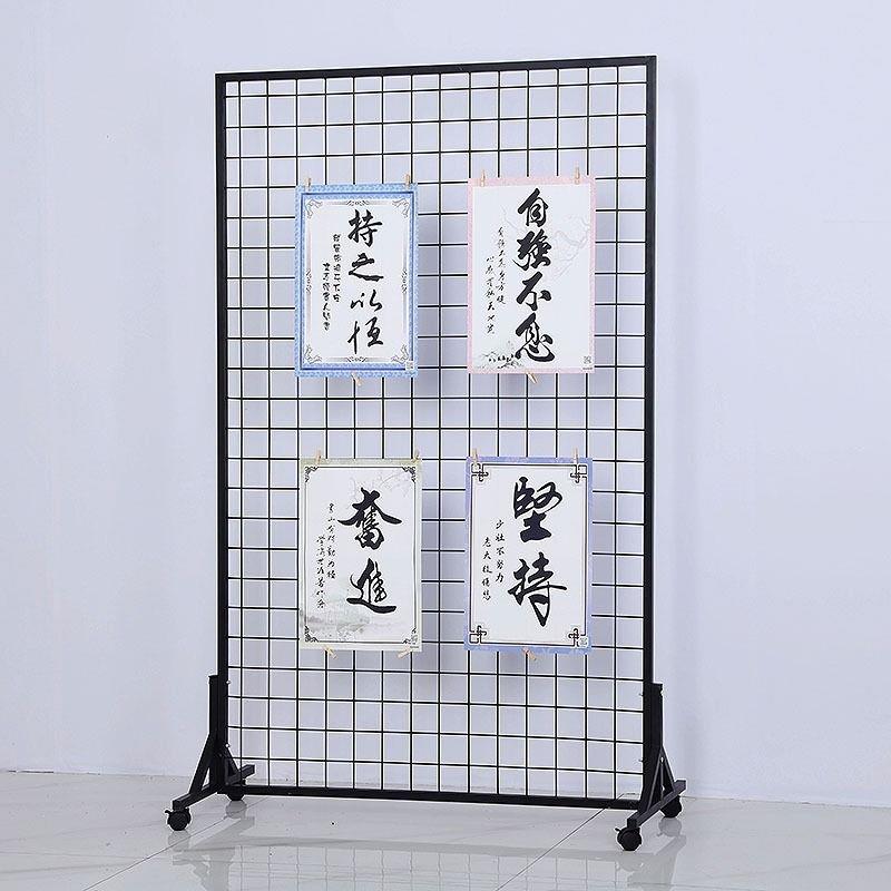 网格展示架移动货架铁丝网幼儿园作品画 画展画 画室展会饰品置物