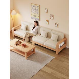 公熊储物实木沙发客厅小户型直排三人四人位现代简约新款布艺沙发