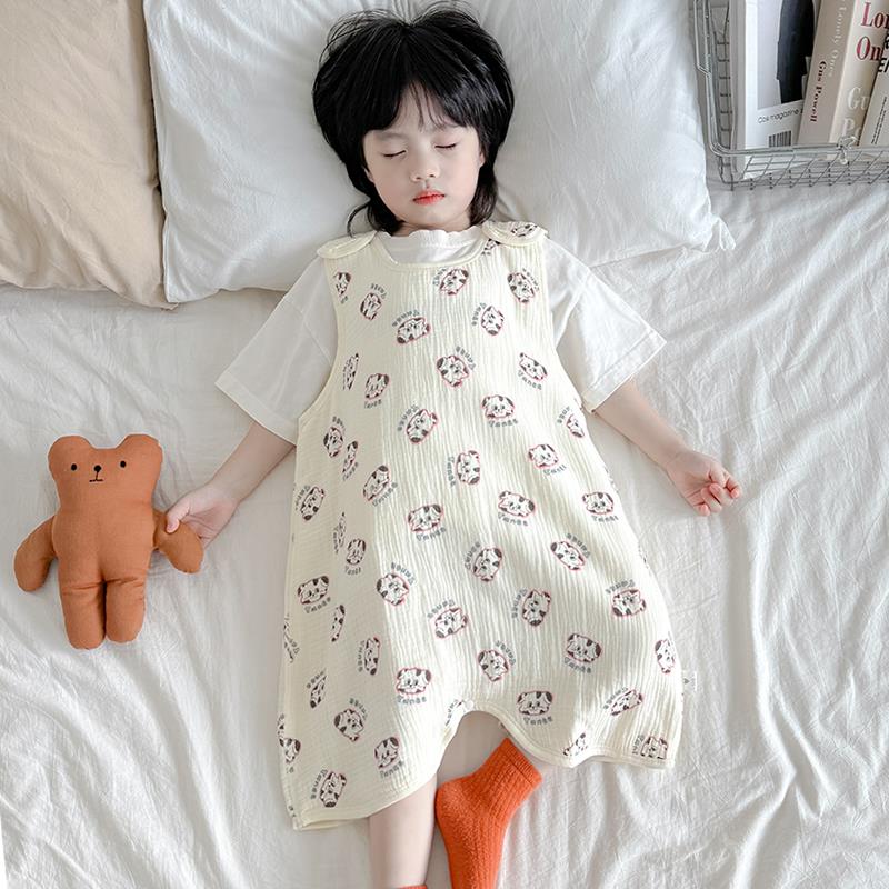 宝宝背心睡袋婴儿春秋款无袖防踢被6层纱布儿童连身马甲护肚神器a