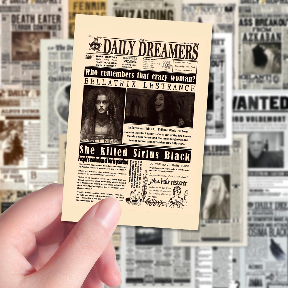 108张简约ins风哈利预言家日报贴纸封口贴diy手机手账ipad贴纸