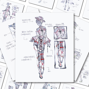 48张OC兔服贴纸二次元动漫少女服装线稿灵感设计绘画参考美术贴画