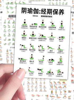 108张瑜伽课程经期保养气血养护调理自律手机壳笔记本防水贴画DIY