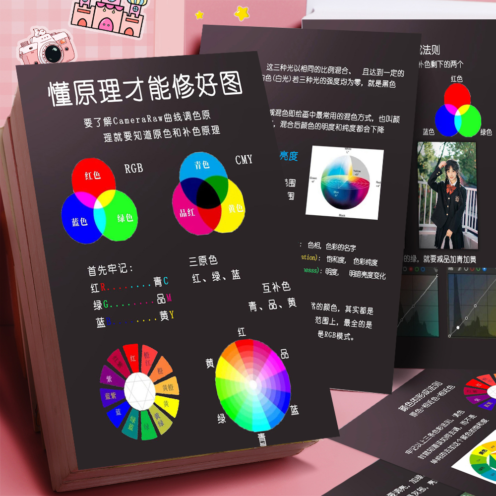 18大张色彩调色原理绘画基础贴纸常用修图技巧保姆级教程知识干货