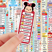 124张创意趣味主题英语词汇贴纸小学生单词积累总结素材贴画DIY