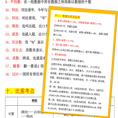 24张资料分析公式大全贴纸行测干货速算技巧备考自粘贴画