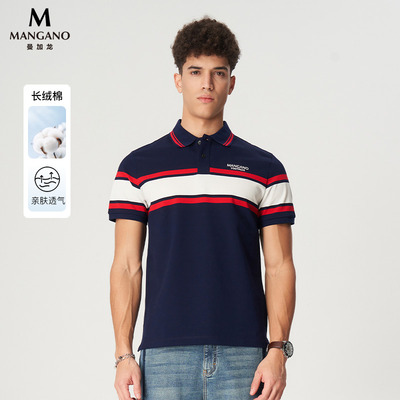 【长绒棉】Mangano曼加龙春夏新品休闲时尚翻领Polo衫男士短袖T恤