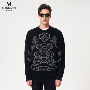 【纯羊毛】Mangano曼加龙 毛衣圆领长袖针织衫秋冬新款羊毛衫男