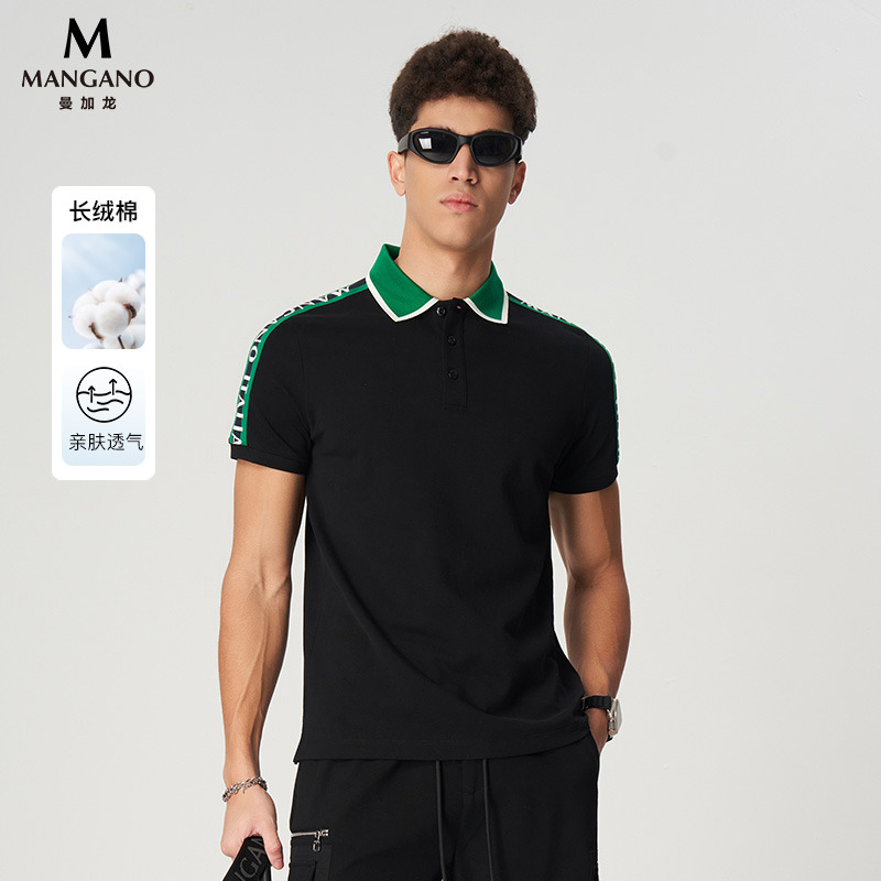 【长绒棉】Mangano曼加龙 复古运动短袖POLO衫25夏季新品纯棉T恤