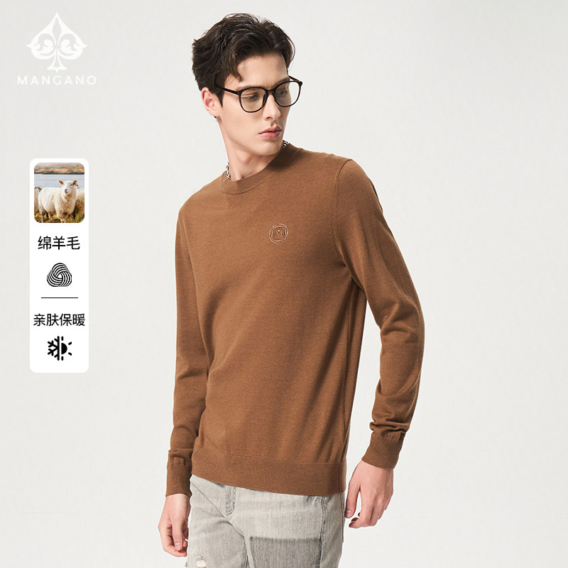 【纯羊毛】Mangano曼加龙纯色圆领长袖针织衫秋冬毛衣羊毛衫男,男装,针织衫/毛衣,淘宝优惠券,粉丝福利购,淘宝优惠卷