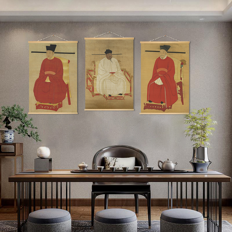 宋朝皇帝画像挂画书房办公室中式挂布画教室宋徽宗历史人物装饰画