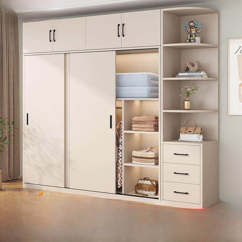 推拉门衣柜卧室家用全实木经济型出租房用小户型定制儿童收纳衣橱