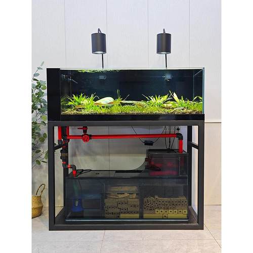 溪流缸一体式底滤原生生态超白缸2025新款侧溢流鱼缸工业风玻璃缸